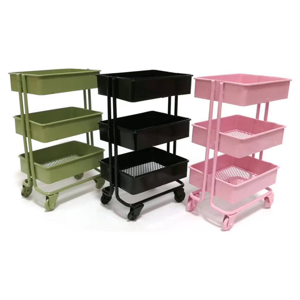 SDFGTstore 3 Tiers Mini Trolley Storage Rack Collection Accessories Miniature Storage Cart